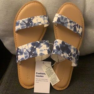 𝅺tie-dyed Double-Strap Sandals with Memory Foam Size 8